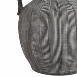 Black Ceramic Ribbed Weathered Handle Vase
