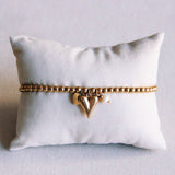 Beaded Bracelet with Hearts and Mini Pearl