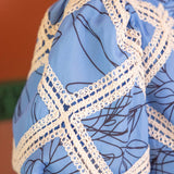 Leaf Print Embroidered Lace Bubble Sleeve Dress