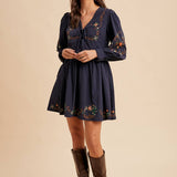 Embroidered Cotton Mini Dress