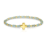 Assorted 4mm Crystal Stretch Bracelets with Single Cross
