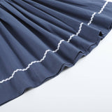 Navy Blue Nativity Long Sleeve Smocked Bishop Dress