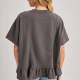 Ruffled Peplum Hem Boxy Swing Knit Tee