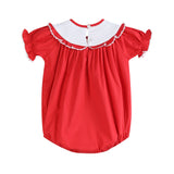 Red Santa Smocked Ruffle Romper
