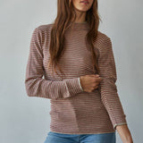 Knit Sweater Striped Mock Neck Long Sleeve Top