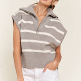 Gray Striped Sweater Vest