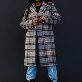 Gray, Brown & Black Plaid Coat