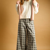 Ruffle Detail with Plaid Fabric Pants