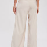 Pintuck Wide Leg Pants | Beige