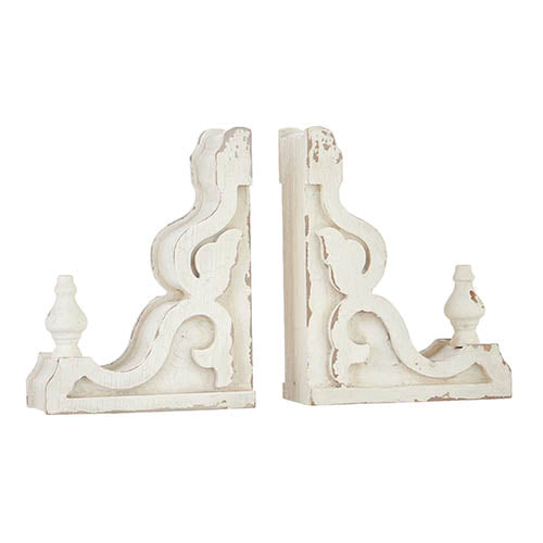 Distressed Corbel White Bookends