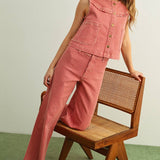 Gingham Printed Stretch Pants