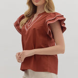 Ruffled Brick Blouse