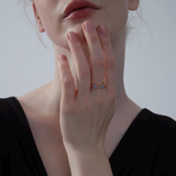 Dainty Gold Blue Flower Stacking Ring