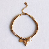 Beaded Bracelet with Hearts and Mini Pearl