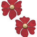 Sophie Marbled Resin Flower Stud Earrings: Burgundy