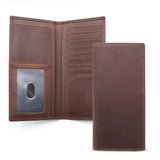 Genuine Leather Bifold Wallet Long Wallets for Men Women: Brown