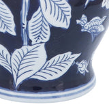 Blue Ceramic Floral Round Chinoiserie Vase