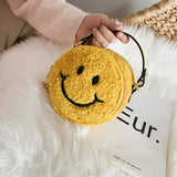 Smiley Face Plush Kids Children Handbag Purse