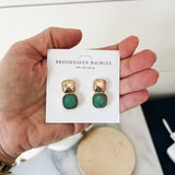 Hammered Gold and emerald green earrings