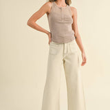 Straight Wide Leg Pants with Front Pockets