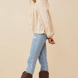 Square Neck Box Pleat Detail Top