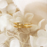 Pave Double Cross Ring: Yellow Gold / 6