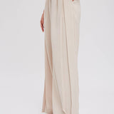 Pintuck Wide Leg Pants | Beige