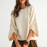 Button Sleeve Knit Pullover