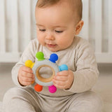 Silicone/Wood Teether: Bright Rainbow