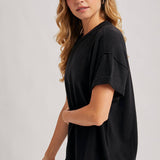 Crew Neck Knit T-shirt | Black