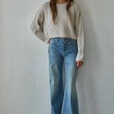 Knit Sweater Acrylic Ribbed Crew Neck Pullover