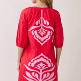 Contrast Appliqué Shift Mini Dress