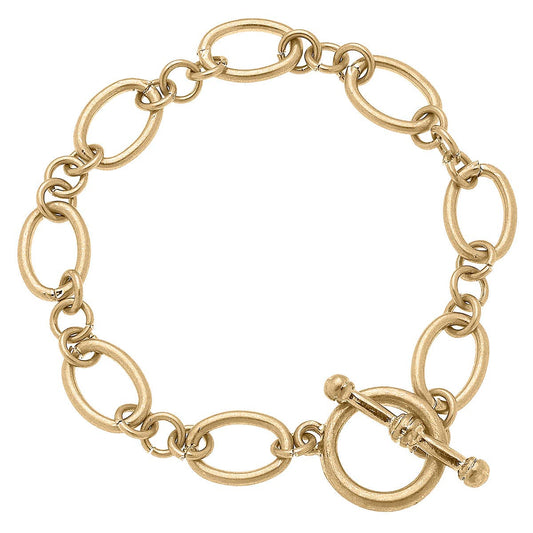 Charlotte Chain Toggle Bracelet in Worn Gold