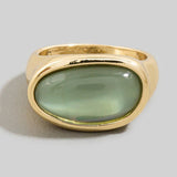 Oval Natural Stone Signet Ring: Multiple Colors