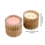 Coconut Rose' 2 Wick Handwoven Candle