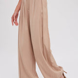Pintuck Wide Leg Pants | Beige