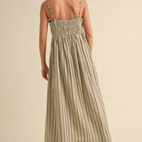 Stripe Pattern Long Dress - Beige