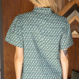 Lana Ruffled High Neck Abstract Printed Blouse