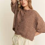 Mocha Quarter-Sleeve Knit Cardigans