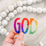 God Rainbow Clear Sticker
