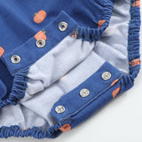 Blue Pumpkin Print Knit Smocked Romper
