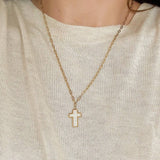 White Enamel Cross Necklace