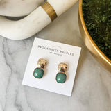 Hammered Gold and emerald green earrings