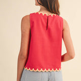 Lucy Floral Embroidery Scalloped Tank