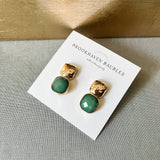 Hammered Gold and emerald green earrings