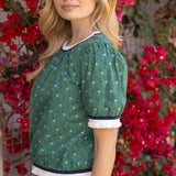 Riley Stripe Band Detailed Bow Printed Blouse