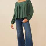 Square Neck Box Pleat Detail Top