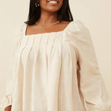 Square Neck Box Pleat Detail Top