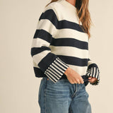 Black & White Striped Sweater Top