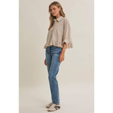 Emily Ruffle Hem Button Down Shirt
